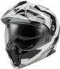 Fly Racing Odyssey Summit helmet in black, white, and grey, size XS, with sleek aerodynamic design and ventilation features.