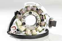 Load image into Gallery viewer, Ricks Motorsport Electric stator for motorcycle electrical system, showing copper wiring and metal mounting plate.