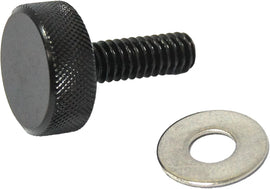 HardDrive black knurled seat knob with 1/4-20 thread, model 820-57005, shown in close-up with textured grip.