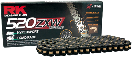 Black Excel Wheel Components Bl520zxw Drive Chain, 520 X 120, with detailed links and links for motorcycle or bicycle use.