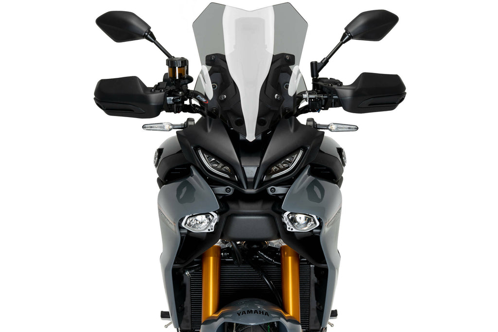 PUIG Sport Smoke Windscreen for Yamaha motorcycle, clear and tinted windshield with aerodynamic design for improved riding comfort
