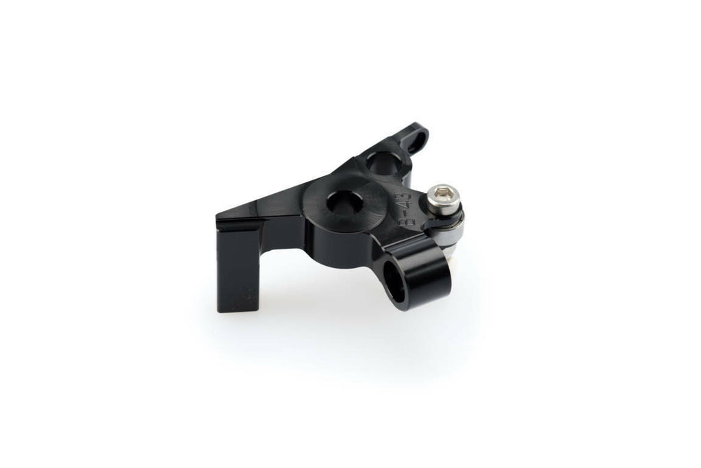 Black PUIG lever adapter brake lever for motorcycle, showing close-up of the lever with textured grip and mounting hardware.