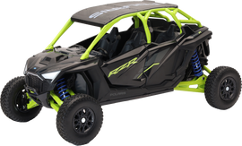 New Ray Toys 1:18 scale Polaris Rzr Pro R4 matte black accessory, detailed model with textured surface and branding visible.