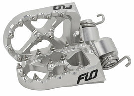 Flo Motorsports Flo Footpeg Low Silver for Husqvarna, KTM, GasGas bikes with 12mm mounting, durable motorcycle footpeg.