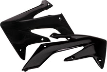 Load image into Gallery viewer, Black Acerbis radiator shrouds for motorcycles, featuring a sleek design with mounting points and brand logo visible.