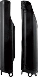 Black Acerbis fork guard for motorcycle suspension, model 21137-10001, with protective design for front forks.