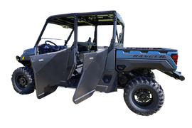 RIVAL POWERSPORTS USA rear half doors for Polaris 84-2357, black metal with mounting hardware and hinge details.