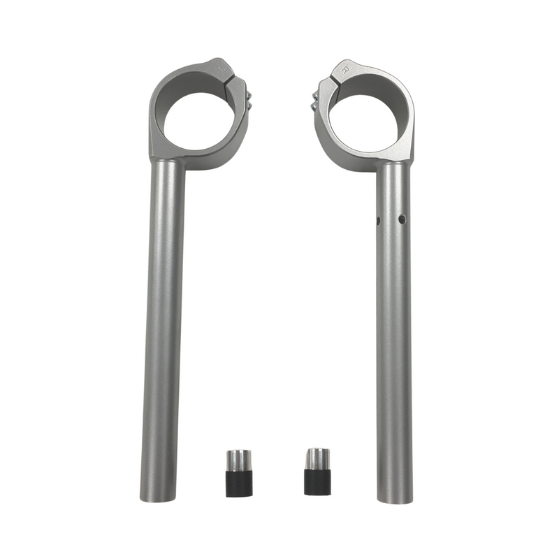 Silver HeliBars replacement handlebars for Yamaha motorcycles, featuring ergonomic design and durable construction.