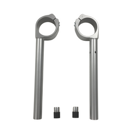 Silver HeliBars replacement handlebars for Yamaha motorcycles, featuring ergonomic design and durable construction.