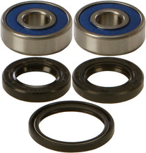 Load image into Gallery viewer, All Balls front wheel bearing and seal kit for off-road vehicles, featuring multiple bearing components and seals in a compact set.