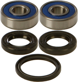 All Balls front wheel bearing and seal kit for off-road vehicles, featuring multiple bearing components and seals in a compact set.