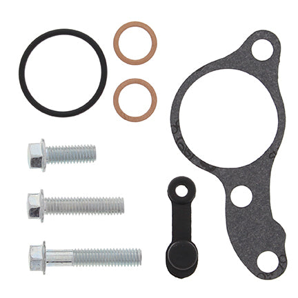 All Balls clutch slave cylinder kit 21-86011, drive type, shown with metal components and hydraulic parts on a clean surface.