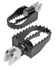 Load image into Gallery viewer, Burly Brand MX style black foot pegs for motorcycle foot controls, featuring tri-prong design and durable construction.