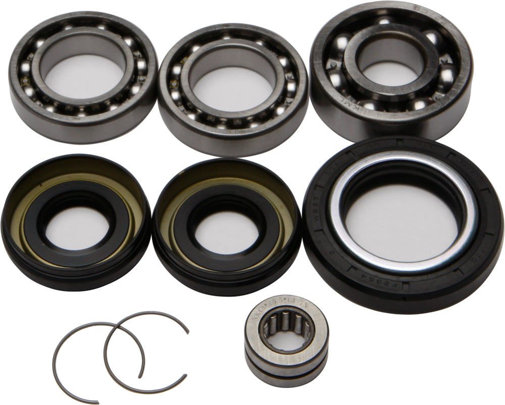 All Balls front differential bearing and seal kit with various bearings and seals displayed in a plastic package.