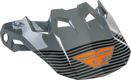 Fly Racing Formula CC Primary helmet visor in matte grey and orange, designed for motorcycle racing helmets.