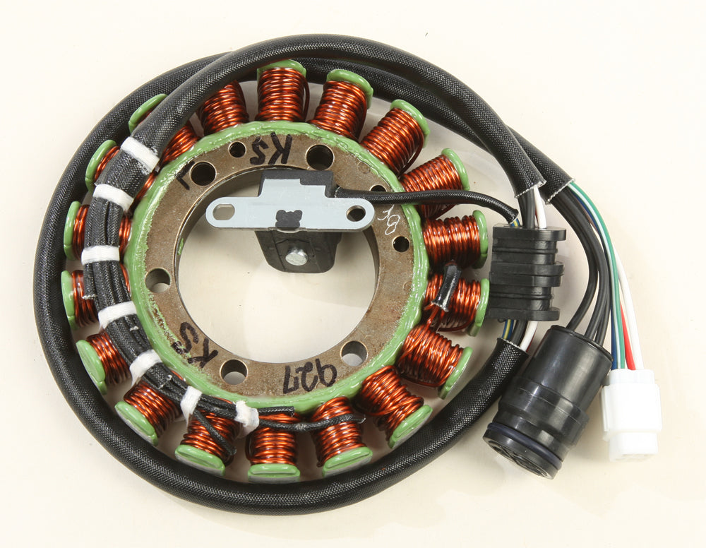 Ricks Motorsport Electric Stator 27-21927 for motorcycle electrical systems, featuring a compact, metal coil design.