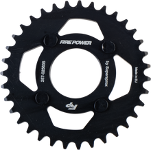 Load image into Gallery viewer, Steel Fire Power 35T rear sprocket in black, designed for motorcycles or bikes, with gear teeth visible on the sprocket.