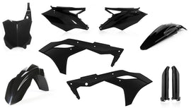 Acerbis full plastic kit in black, includes various motorcycle body panels and fairings, designed for durable, lightweight protection.