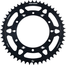 Load image into Gallery viewer, Steel Fire Power 50-tooth rear sprocket with black finish, featuring evenly spaced teeth and sturdy construction for motorcycle or bike use.