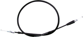 Motion Pro black vinyl throttle cable for motorcycle, featuring durable control lines and a sleek black finish.