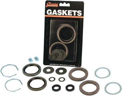 James Gasket seal kit with gaskets and felt components for fork sealing, part number 45849-49 681-4769, showing gasket and felt parts.