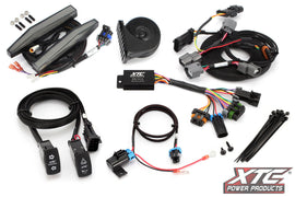 XTC POWER PRODUCTS self-canceling turn signal with horn and DRL, electrical motorcycle accessory in black with buttons and indicators