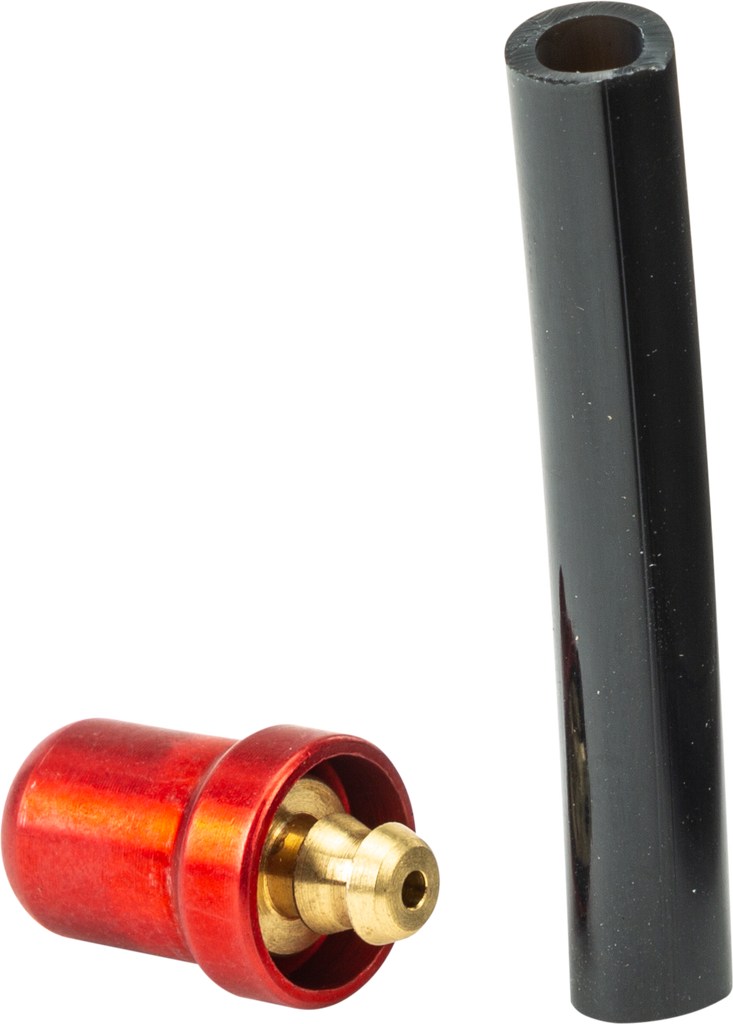No Toil red vent cap for motorcycle or vehicle air filtration systems, shown in close-up image.