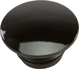 HardDrive gas cap screw-in vented black gloss finish for vehicles, shown with smooth, rounded design and fitting securely.