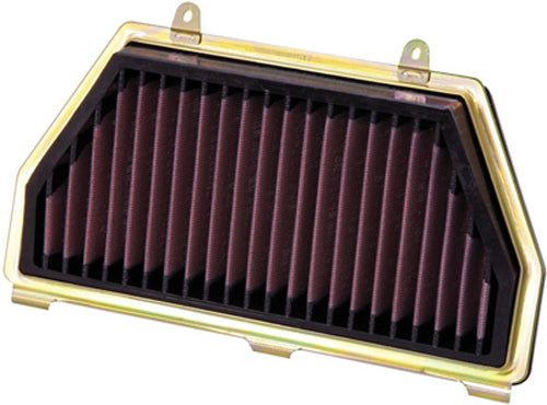 K&N Air Filter 736007R for vehicle, close-up of reusable high-flow air filter with pleated cotton media