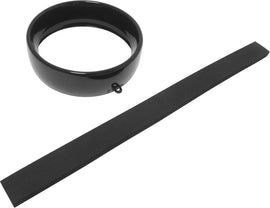 Black HardDrive Frenched Headlight Trim Ring with 5-3/4 inch tab style, designed for automotive headlight enhancement.