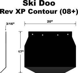 PDP Snowflap body for Ski Doo Rev XP 2008+ snowmobile, black plastic body panel with mounting features.