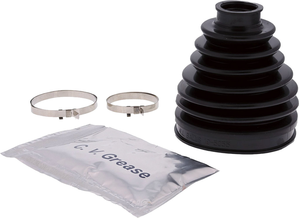 All Balls CV Boot Kit 21-95055 for drive shafts, showing the rubber CV boot and related components on a white background.