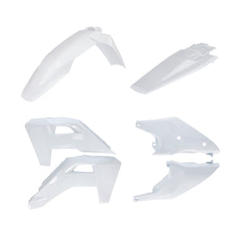 Acerbis plastic body kit for Husqvarna motorcycle, includes various molded black plastic parts for body protection and aesthetics.