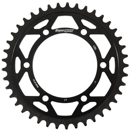 Supersprox Steel Rear Edge Sprocket 41-tooth for street bikes, black finish, compatible with Honda, Kawasaki, Suzuki, Yamaha models.