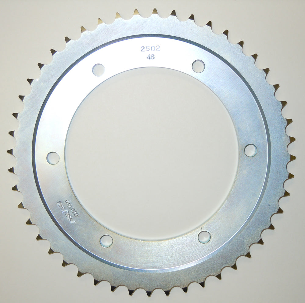 Sunstar steel rear sprocket 45T for Yamaha off-road motorcycle, showing the gear teeth and mounting hole details.