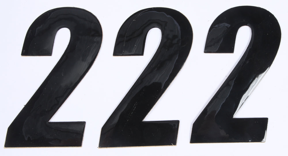 DCOR Number 2 black graphic decals, 4-inch size, shown in a set of three on white background.