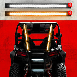 XK Glow 12-inch blue and red strobe tube lights set with 8 pieces, used for automotive illumination and custom lighting.