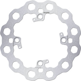 GALFER Cubiq fixed rear brake rotor 17-3900 with vented design, silver metal finish, and mounting holes for motorcycle braking system.
