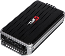 Cerwin-Vega 250x2 RMS 2-channel car amplifier with 250W at 2 Ohms and 200W at 4 Ohms, featuring a sleek black design.