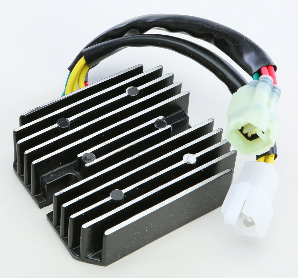 Ricks Motorsport Electric electrical rectifier and regulator 27-10243 showing black metal casing with electrical connections.