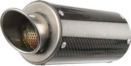 Hotbodies Racing MGP Exhaust slip-on with carbon fiber can, featuring sleek black finish and polished metal details.