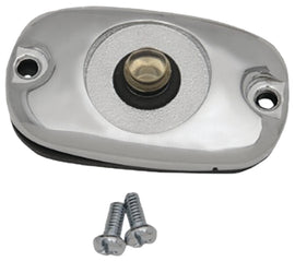 HardDrive brake master cylinder cover for Touring Softail 2005-2007 and 2006-up motorcycles, black metal with engraved branding.