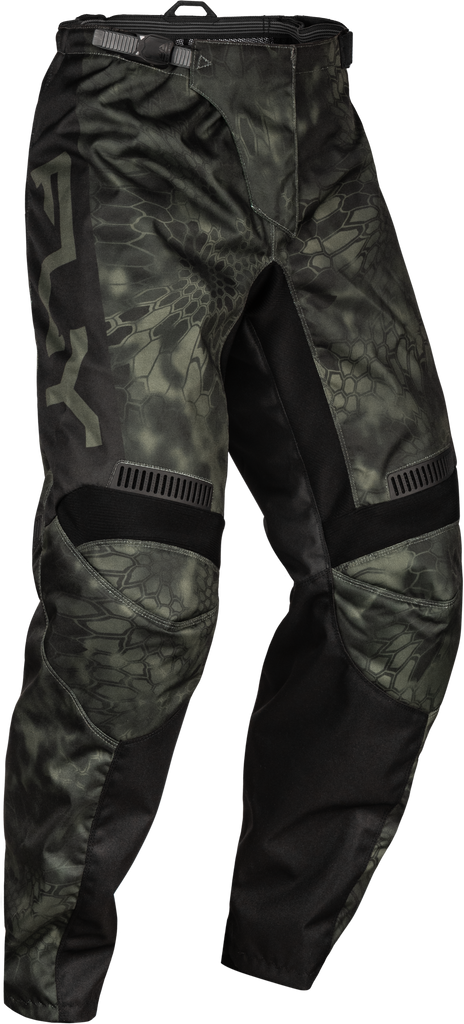 Fly Racing F-16 Se Kryptek motorcycle pants in Moss Grey and Black, size 42, featuring durable fabric and tactical design.