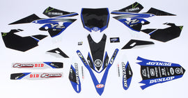 DCOR Yamaha Raceline graphics kit with black decals, complete graphic set for Yamaha motorcycle, featuring bold design elements.