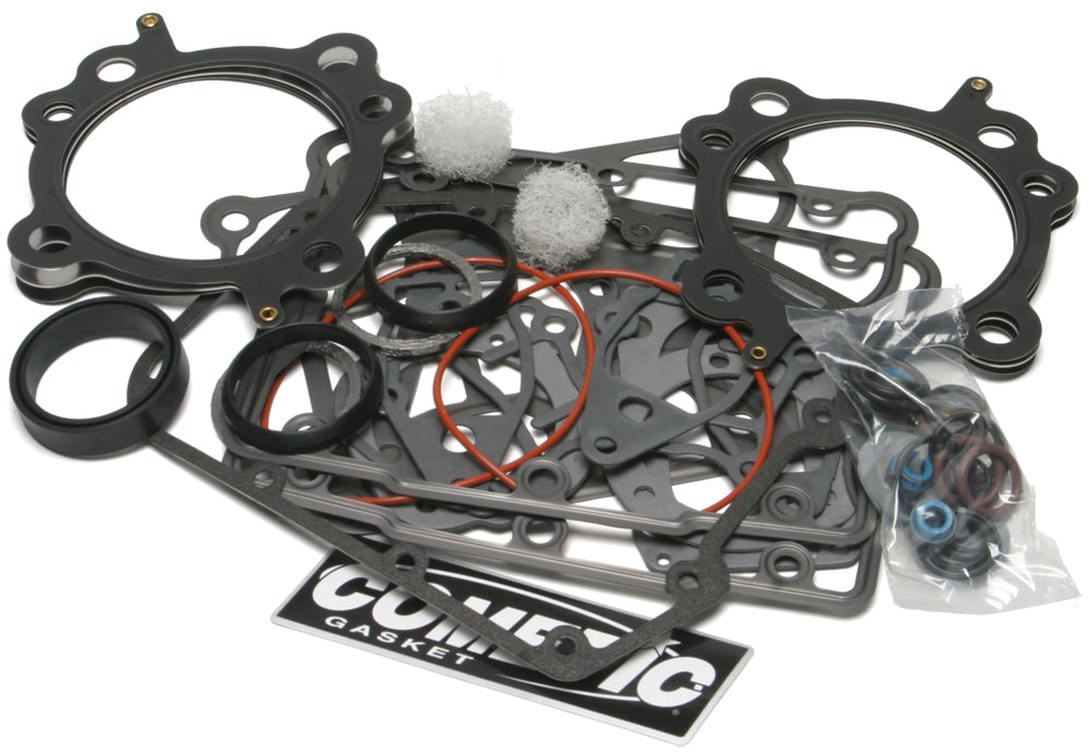 Cometic Twin Cam Top End Gasket Kit 68-995151 with engine gaskets and seals, showcasing the detailed gasket components.