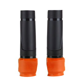 Polisport Plastics upper fork with clamp protector in black and orange, designed for motorcycle suspension parts.