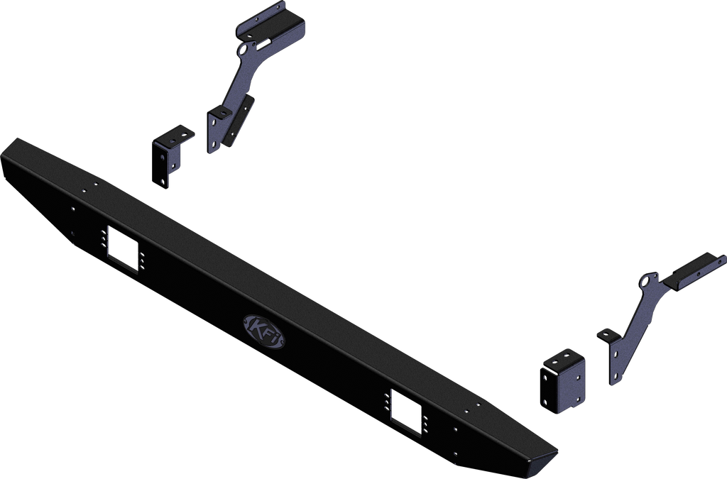 KFI Products rear bumper HON 10-1590, black metal construction with mounting brackets, designed for durability and off-road use.