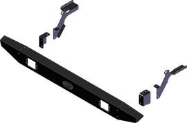 KFI Products rear bumper HON 10-1590, black metal construction with mounting brackets, designed for durability and off-road use.