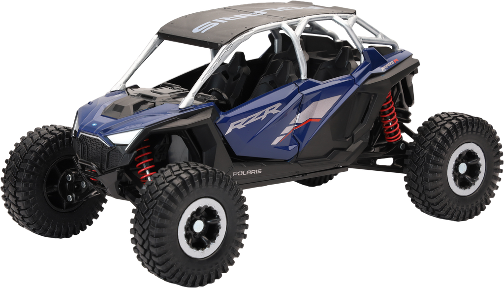 New Ray Toys 1:18 scale Polaris Rzr Pro R4 Rock Crawler Azure Crystal accessory with detailed features and rugged design.