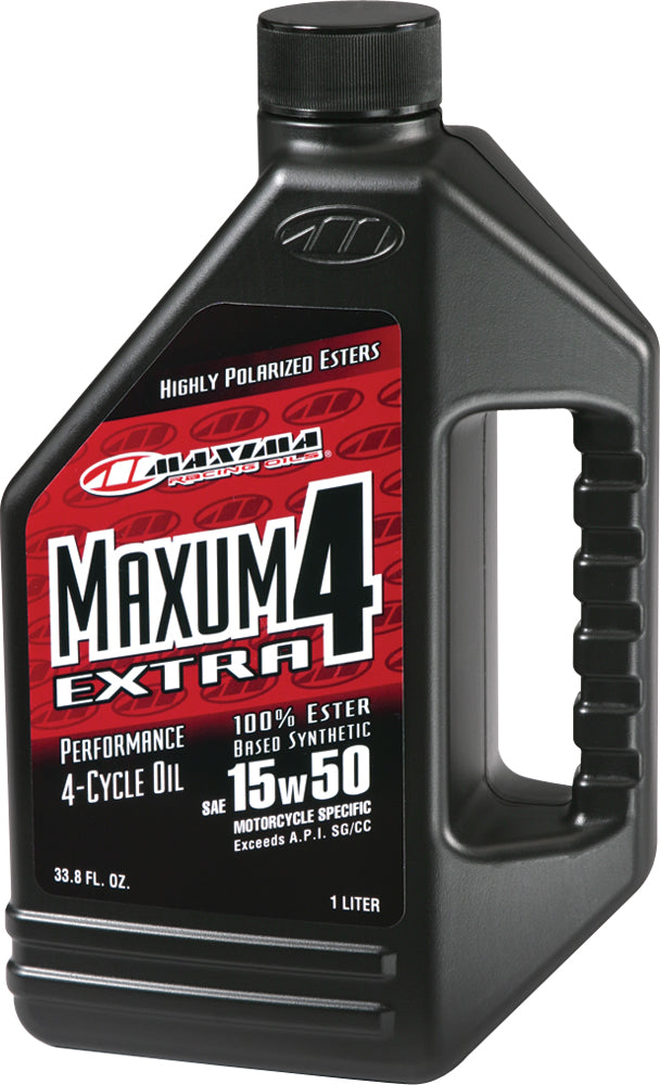 Maxima Extra Motor Oil 4T 10W40 gallon container, automotive engine oil, chemical product for motorcycles and engines